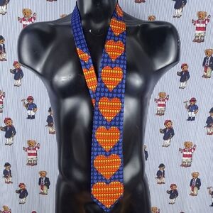 Vintage 1998 Looney Tunes Mania Tweety Bird & hearts blue & red necktie